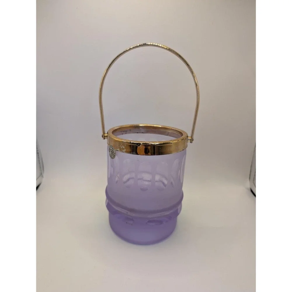 Vintage‎ Neodymium Alexandrite Glass Ice Bucket and 3 Tumbler Set Color Changing